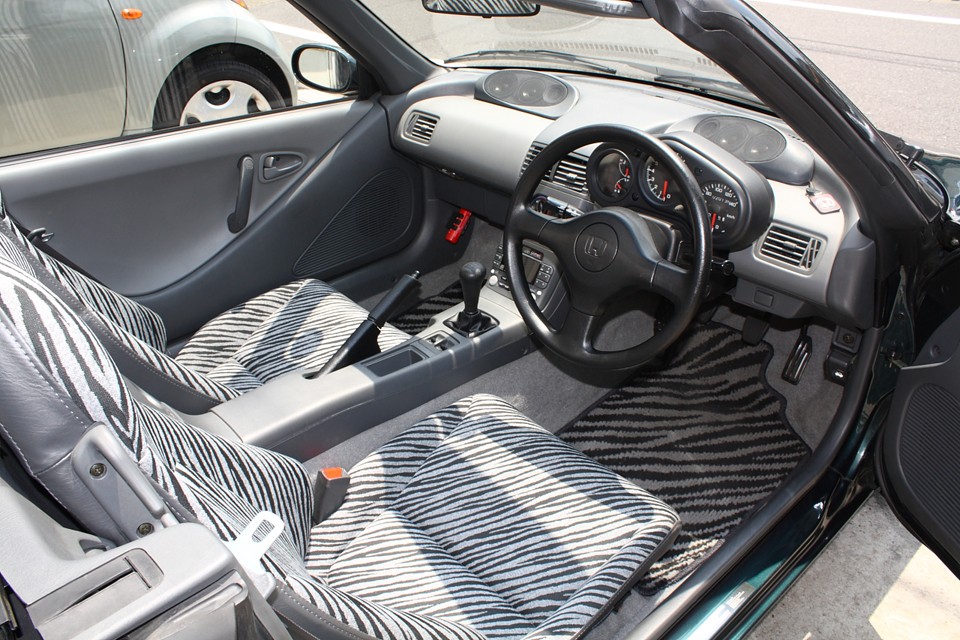 内装がこれまた、バブル期のお立ち台のお姉さんを彷彿とさせるトラ柄！テンション上がりますねぇ（笑）