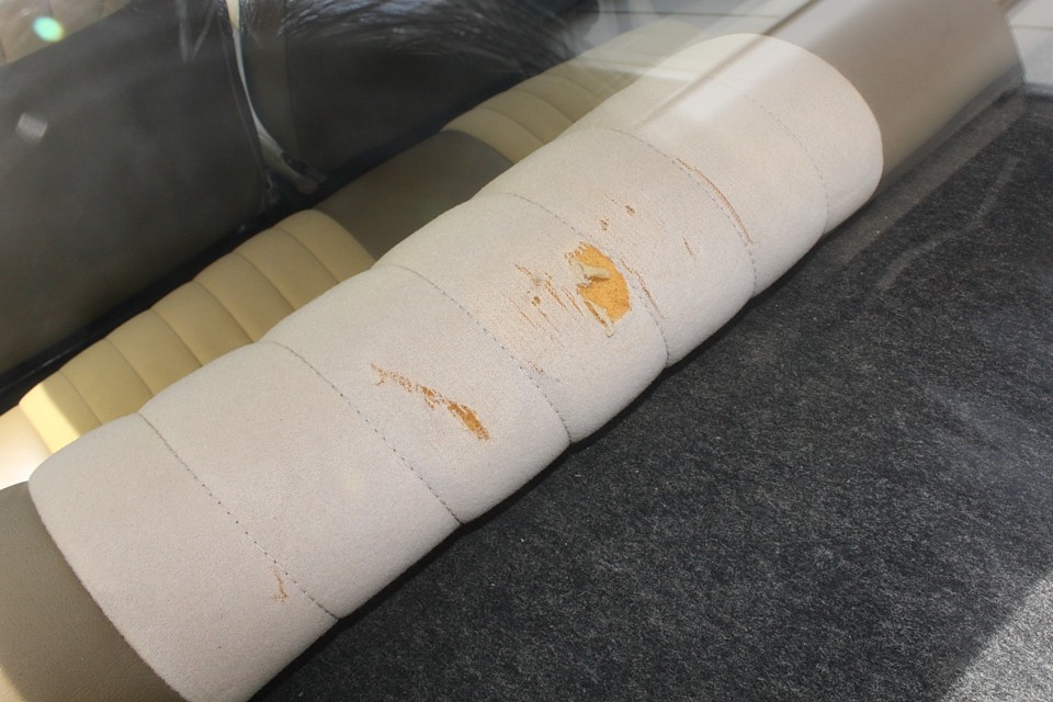 見た目で唯一気になるところがココ。後席の上部が擦り切れてます。